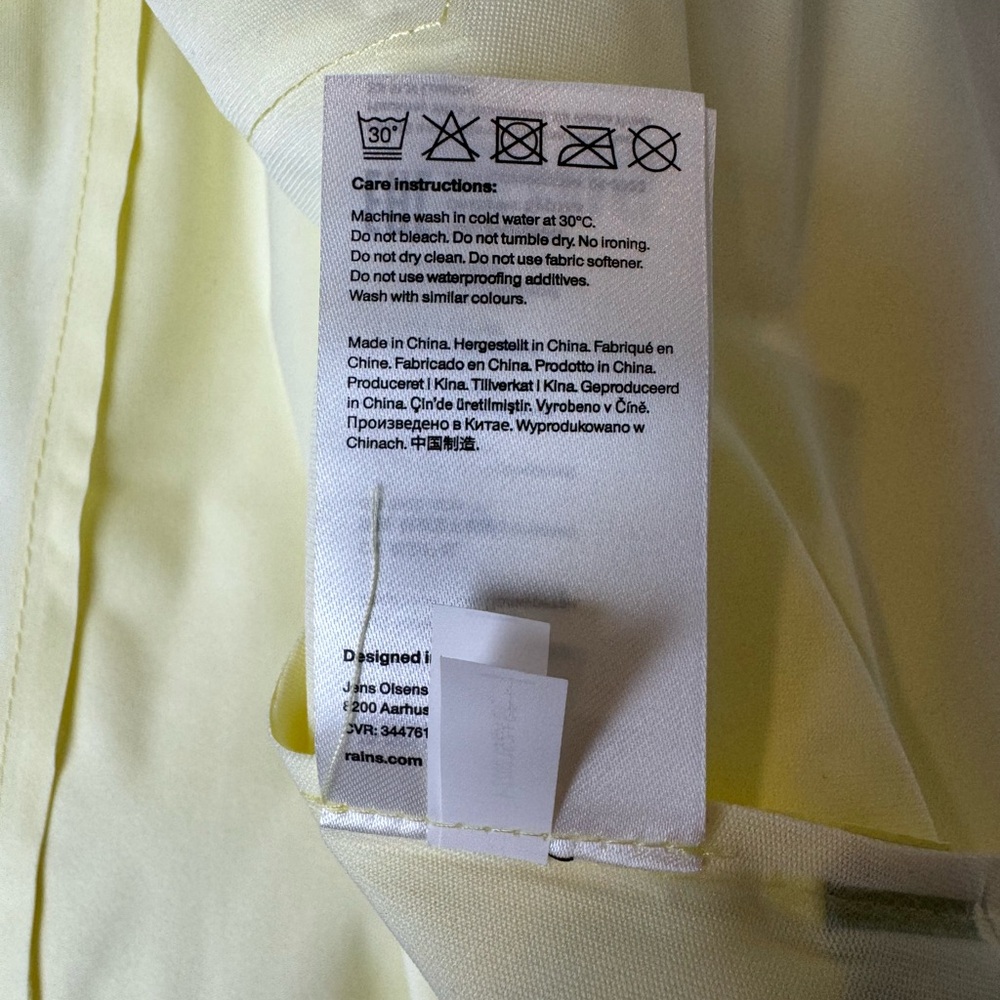 RAINS Yellow Straw Curve Trenchcoat Rain Jacket Women’s Large - Picture 10 of 10